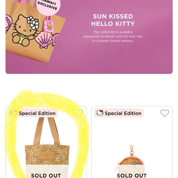 ALOHA COLLECTION SPECIAL EDITION HAWAII ONLY Hello Kitty Floral Tote Bag - Tan - Picture 2 of 6